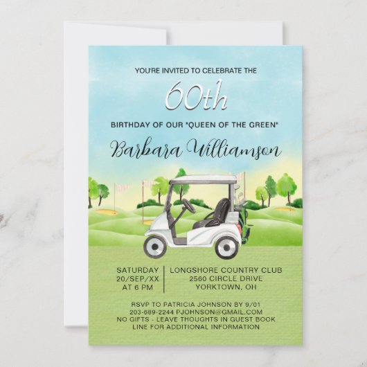 Invitation pour les 60 ans d'une golfeuse (Devant)