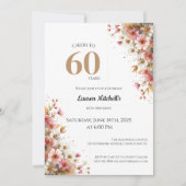 Invitation pour les 60 ans Élégant style floral or (Devant)