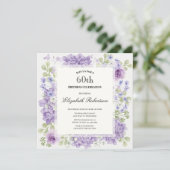 Invitation pour les 60 ans Élégantes Fleurs Violet (Debout devant)