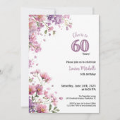 Invitation pour les 60 ans Fleurie Élégante Violet (Devant)