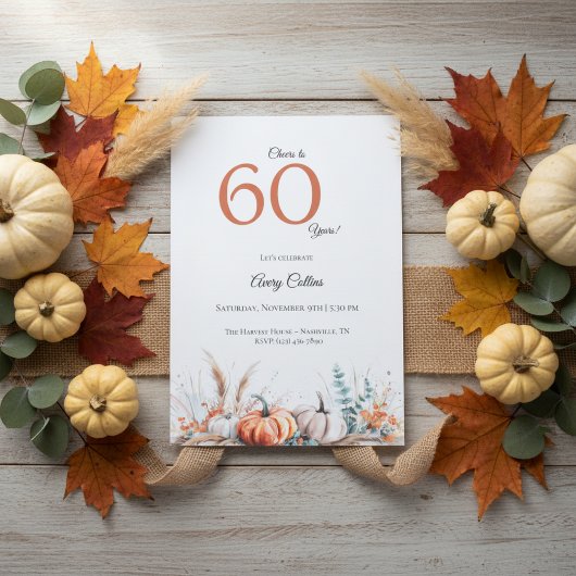 Invitation pour les 60 ans Fleurs de citrouille Au