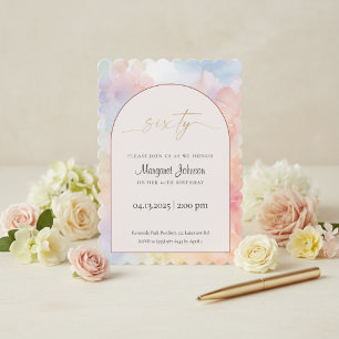 Invitation pour les 60 ans Pastel Aquarelle Or