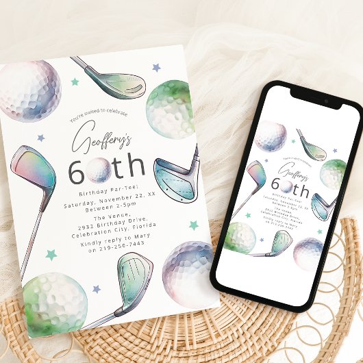 Invitation pour les 60 ans sur le thème du golf