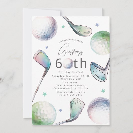 Invitation pour les 60 ans sur le thème du golf (Devant)