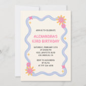 Invitation pour les 63 ans Fleurs roses rétro groo (Devant)