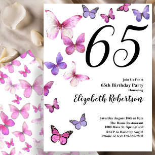 Invitation pour les 65 ans de Butterfly en rose/vi