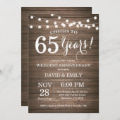 Invitation pour les 65 ans de mariage en bois rust (Devant / Derrière)
