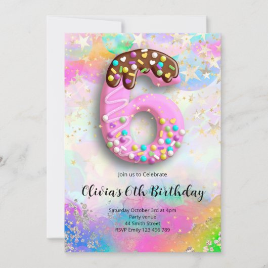 Invitation pour les 6 ans des filles (Devant)