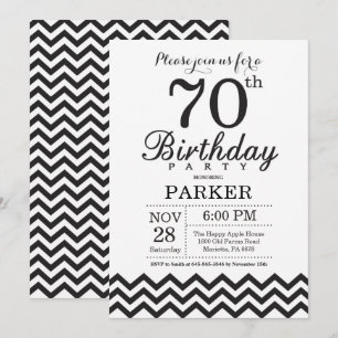 Invitation pour les 70 ans avec Chevron noir et bl