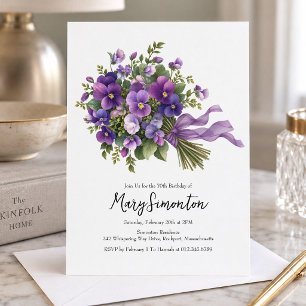 Invitation pour les 70 ans - Bouquet floral violet