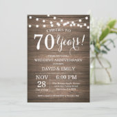 Invitation pour les 70 ans de mariage en bois rust (Debout devant)