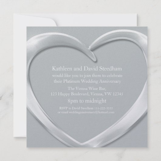 Invitation pour les 70 ans de mariage en forme de  (Dos)