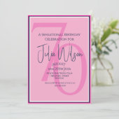 Invitation pour les 70 ans Élégant Rose & Navy (Debout devant)