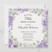 Invitation pour les 70 ans Élégante Fleur Violette (Devant)