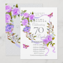 Invitation pour les 70 ans Ruban de Rose Violette