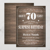 Invitation pour les 70 ans Rustique Surprise (Devant / Derrière)