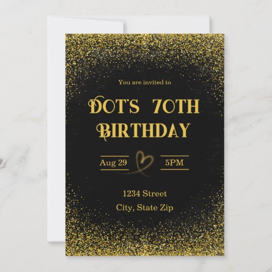 Invitation pour les 70 ans – Soixante-dix en or (Devant)