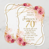 Invitation pour les 70 ans sur le thème floral (Devant / Derrière)