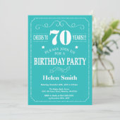 Invitation pour les 70 ans Teal et Blanc (Debout devant)