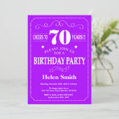 Invitation pour les 70 ans Violet et Blanc (Debout devant)
