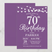Invitation pour les 70 ans Violet Lavande (Devant / Derrière)