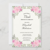 Invitation pour les 72 ans avec des fleurs roses e (Devant)