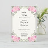 Invitation pour les 72 ans avec des fleurs roses e (Debout devant)
