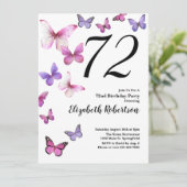 Invitation pour les 72 ans avec papillon en rose/v (Debout devant)