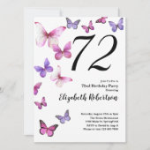 Invitation pour les 72 ans avec papillon en rose/v (Devant)