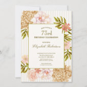 Invitation pour les 73 ans avec des fleurs élégant (Devant)