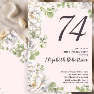Invitation pour les 74 ans avec des pivoines flora