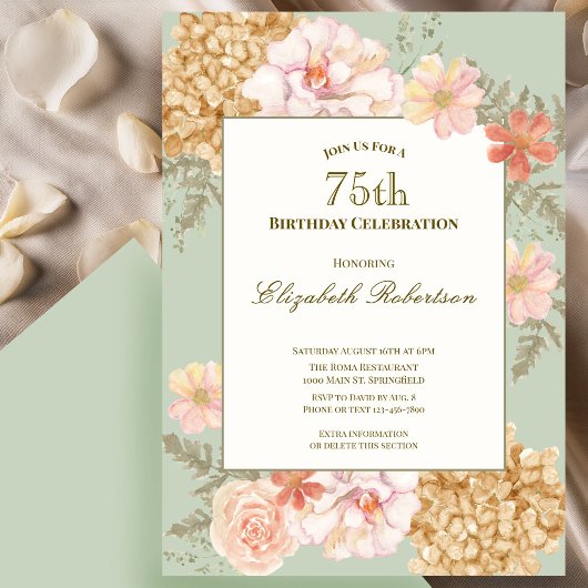 Invitation pour les 75 ans avec des couleurs autom