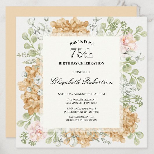 Invitation pour les 75 ans dans des couleurs d'aut