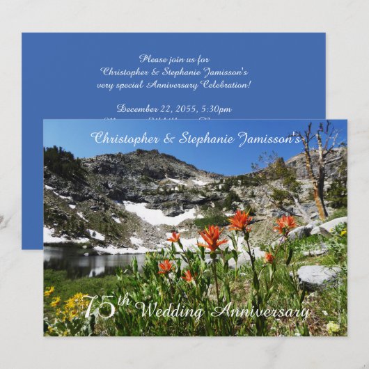 Invitation pour les 75 ans de mariage, Fleurs sauv (Devant / Derrière)