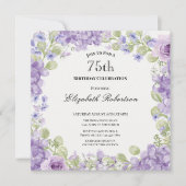 Invitation pour les 75 ans Élégante Fleur Violette (Devant)