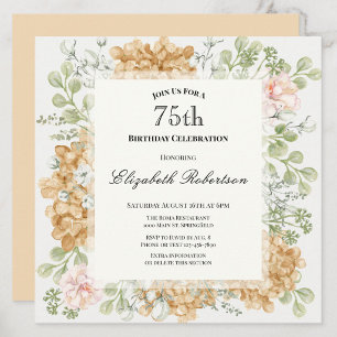 Invitation pour les 75 ans en élégantes couleurs d