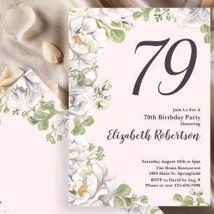Invitation pour les 79 ans avec des pivoines flora