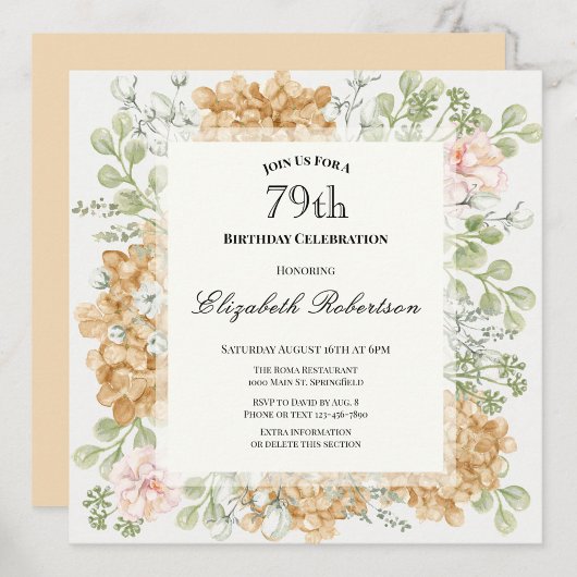 Invitation pour les 79 ans dans des couleurs d'aut