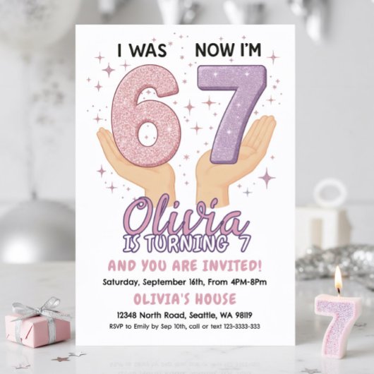 Invitation pour les 7 ans d'une fille