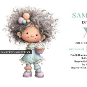 Invitation pour les 7 ans d'une jolie fille, fanta
