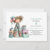 Invitation pour les 7 ans d'une jolie fille, fanta (Devant)