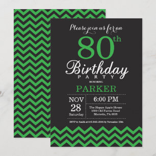 Invitation pour les 80 ans avec Chevron noir et ve