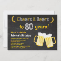 Invitation pour les 80 ans Cheers and Beers