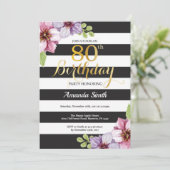 Invitation pour les 80 ans des femmes. Floral Or N (Debout devant)