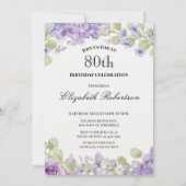 Invitation pour les 80 ans Élégante Fleur Violette (Devant)