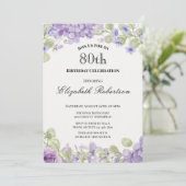 Invitation pour les 80 ans Élégante Fleur Violette (Debout devant)