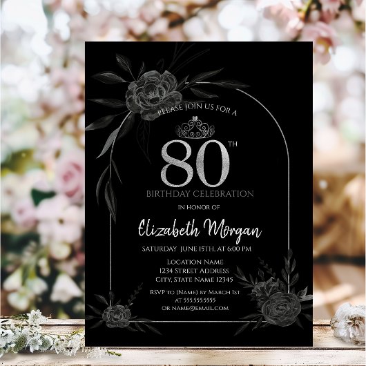 Invitation pour les 80 ans Fleurs Noires