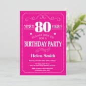 Invitation pour les 80 ans Rose Chaud et Blanc (Debout devant)