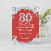 Invitation pour les 80 ans Rouge et Diamant Argent (Debout devant)