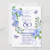 Invitation pour les 80 ans Ruban Rose Bleue (Devant)